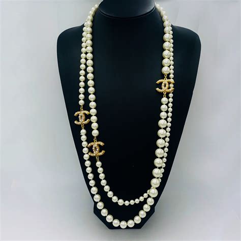 chanel pearl diamond necklace|authentic chanel necklace for sale.